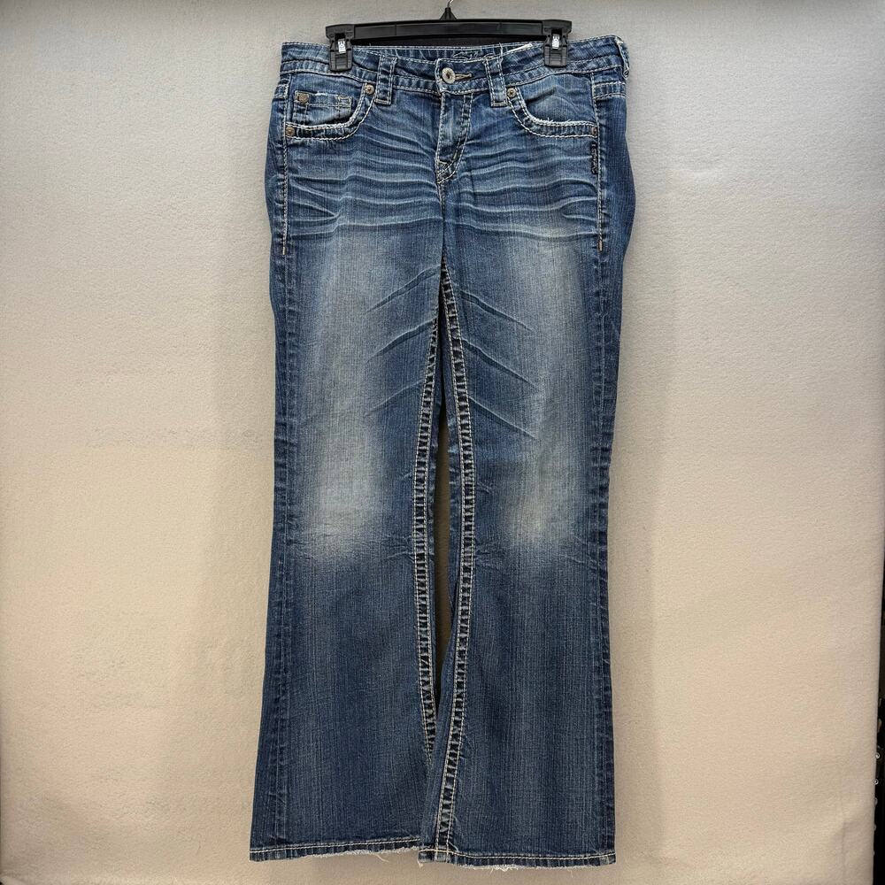 Silver Jeans Womens 29x31 (8) Blue Lola Flare Low Rise Boyfriend Y2K Jeans - Picture 1 of 16